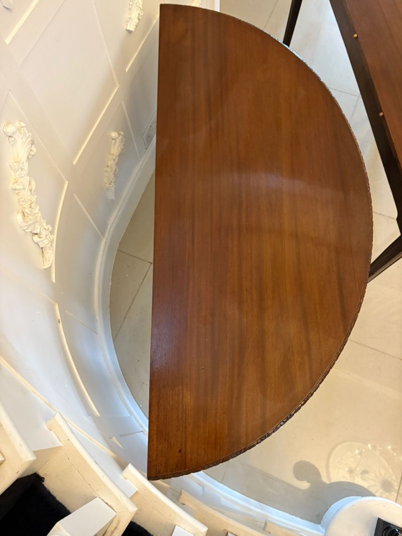 Large Pair of Antique Victorian Mahogany Demilune Console Tables